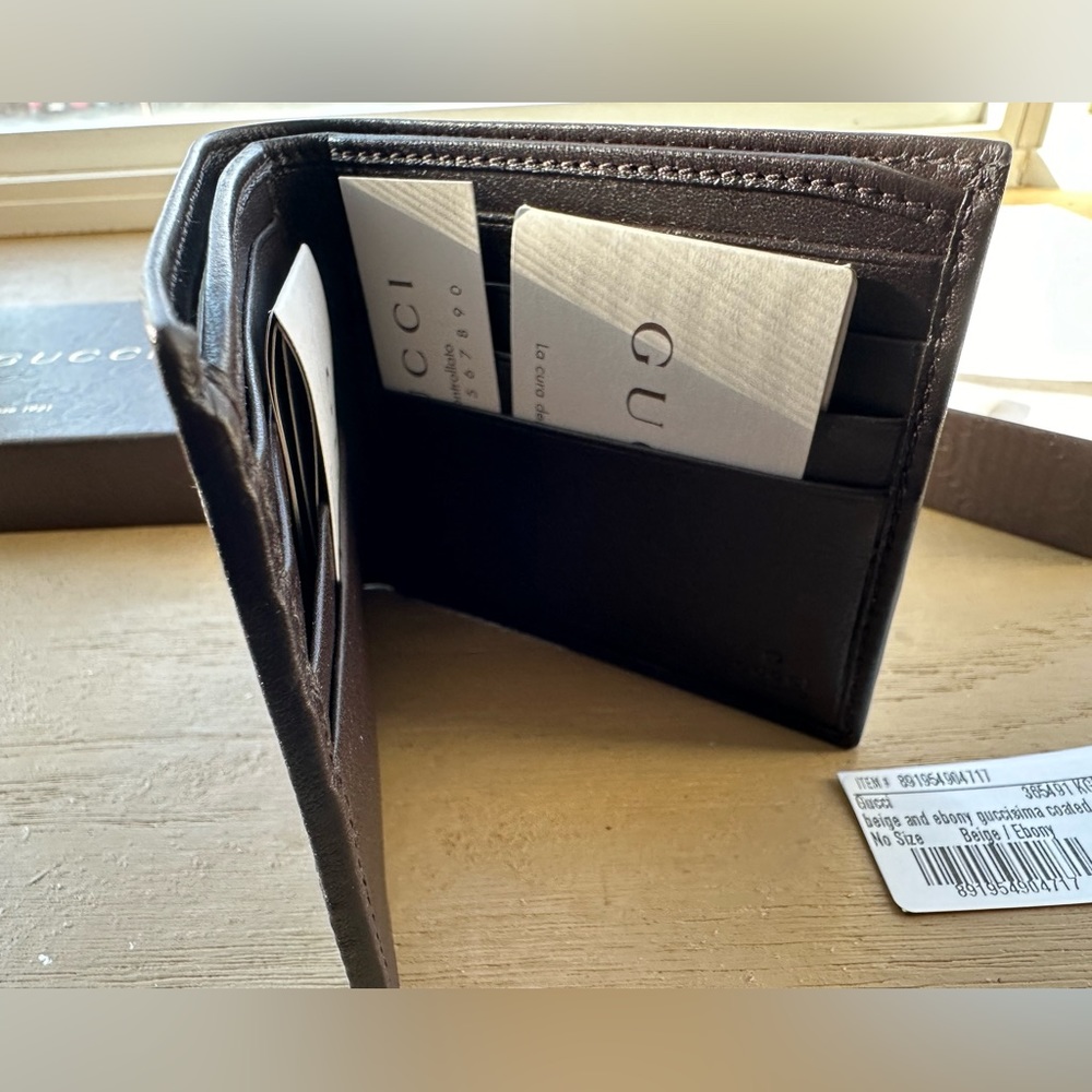 Gucci GG Supreme Canvas Bifold Wallet with Green and Red Web Stripe - Picture 9 of 15